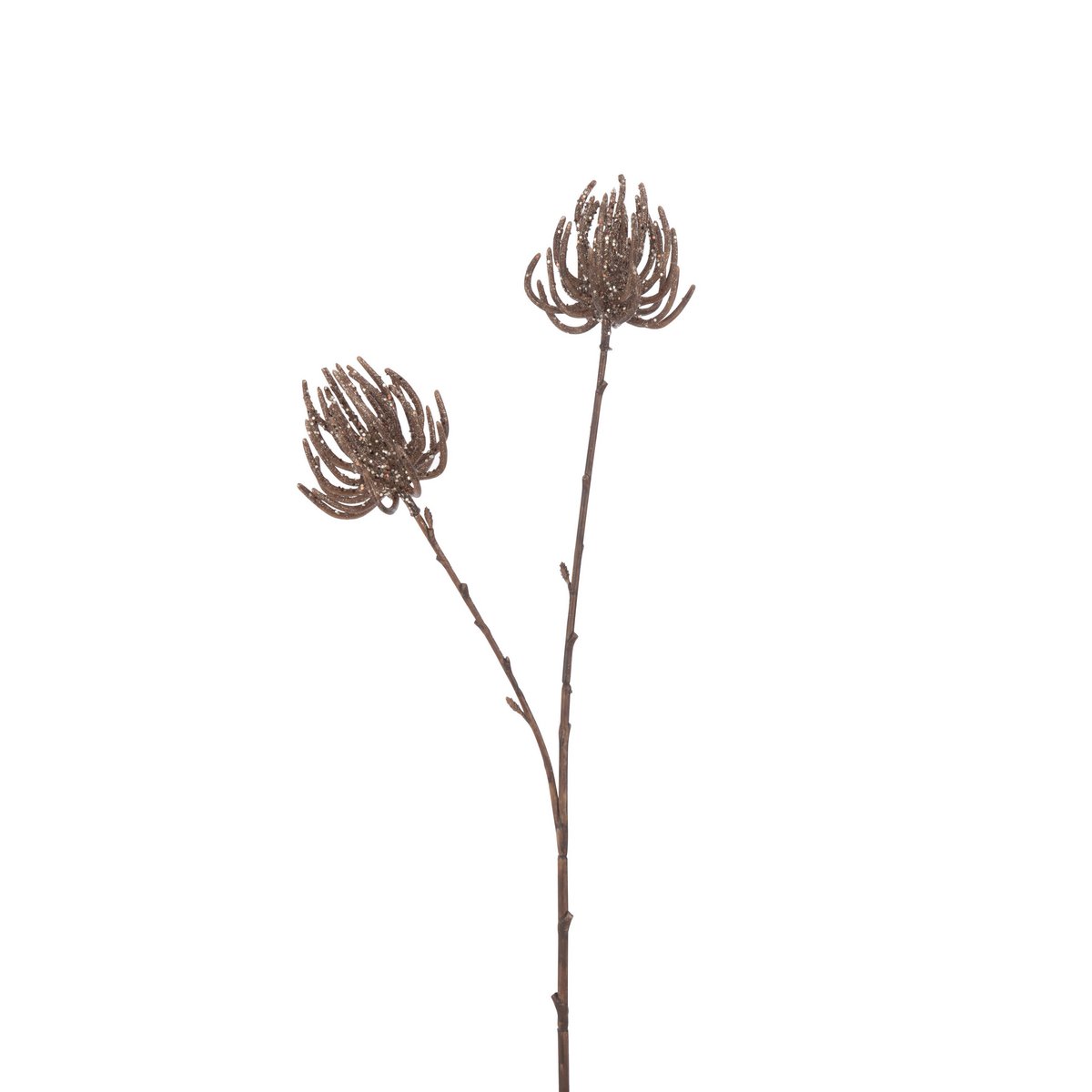 Branche 2 fleurs J-Line en plastique marron, décoration intérieure élégante