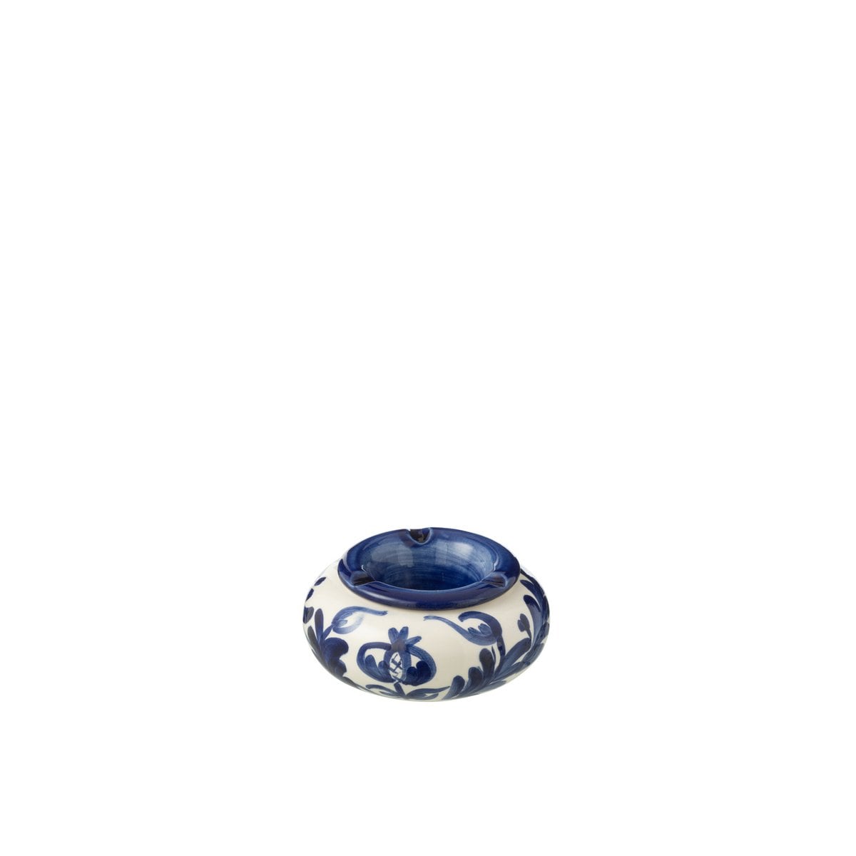 Cendrier Grenade J-Line en céramique blanche et bleue, design élégant
