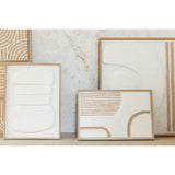Tableau Thibault Papier Blanc/Beige - En situation dans un salon moderne