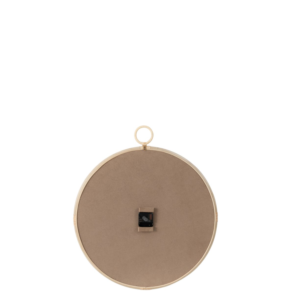 Détail de l'horloge J-LIGNE SIDES, mettant en avant le matériau jute et le style bohème.