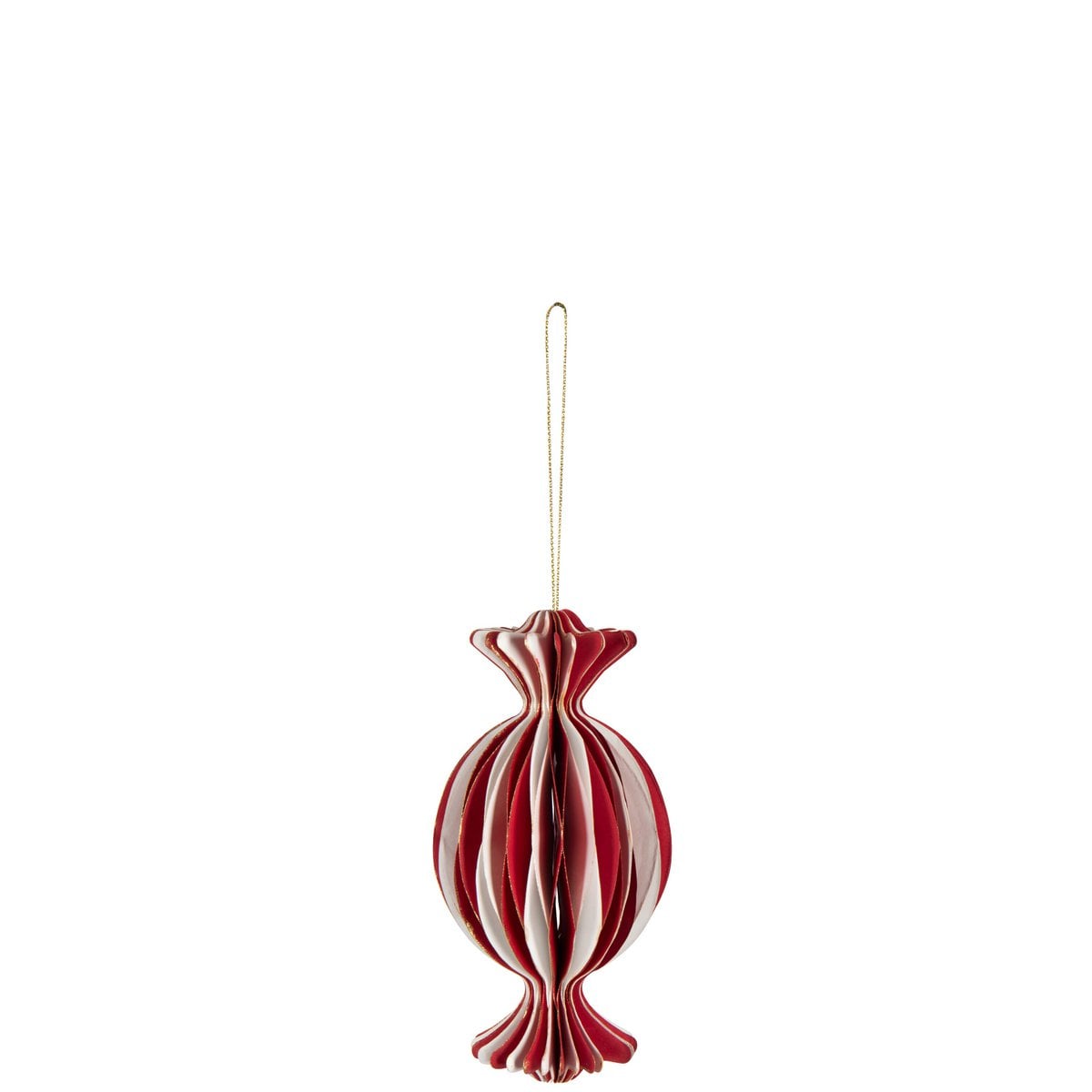 Suspension J-Line Candy pliable en papier blanc et rouge, vue de face