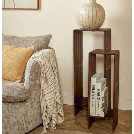 Table d'appoint Gian marron foncé - ensemble de 2 tables