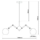 5 lampe suspendue en verre "Soito" Lampe suspendue en métal, en verre et en caoutchouc, avec prise E14, pour salle à manger, salon, couloir ou bureau, 80 cm de diamètre