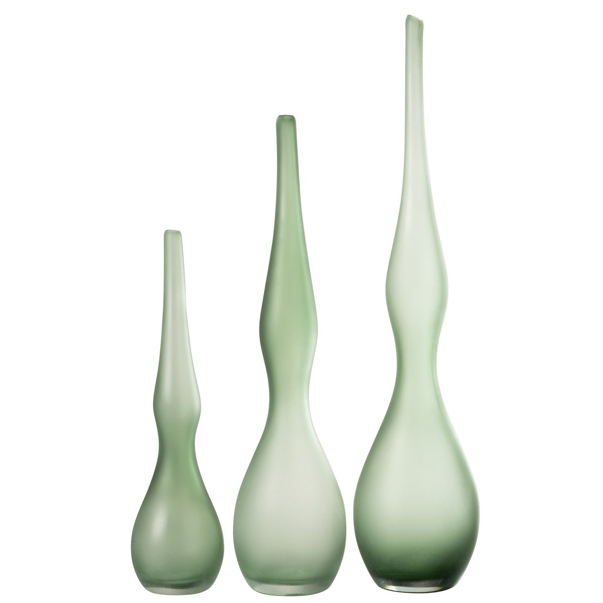 Vase Adria flûte courbe en verre vert menthe - vue 1