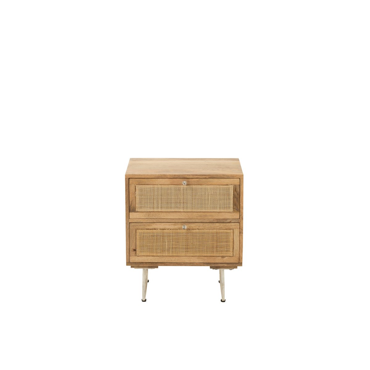 J-Line Table de chevet Rotin Bois de Manguier Naturel