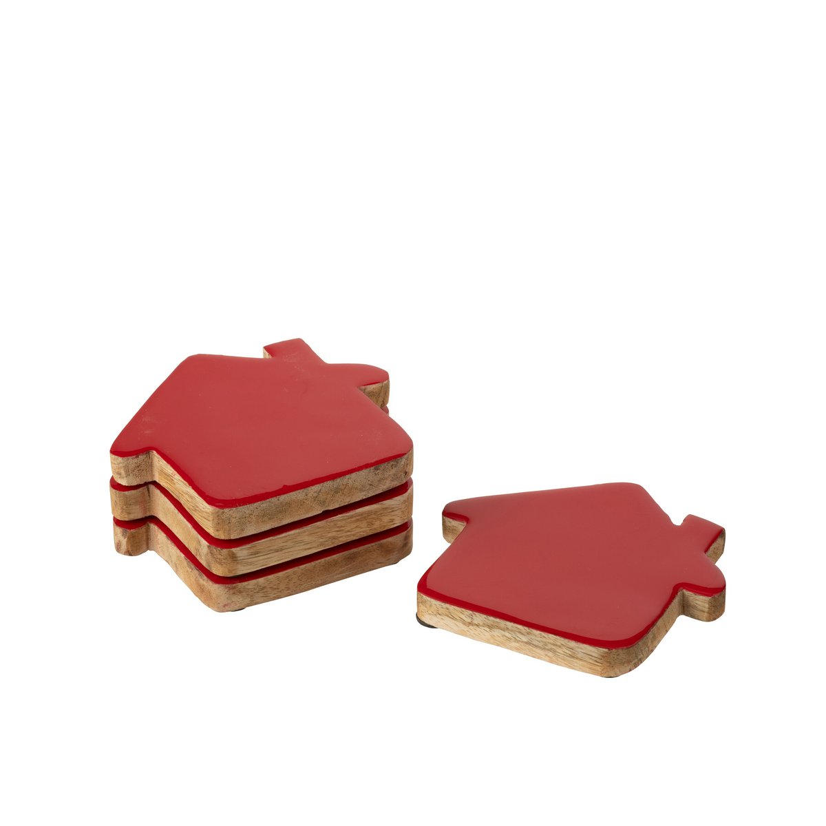 Détails des sous-verres J-Line en bois, finition soignée