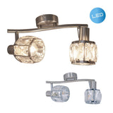 Papin de série "Josefa", lampe à plafond en métal et verre en acier inoxydable, avec des lampes filamentaires de version E14 incluses, pour le salon, la salle à manger, le couloir ou le couloir 28 x 8 cm