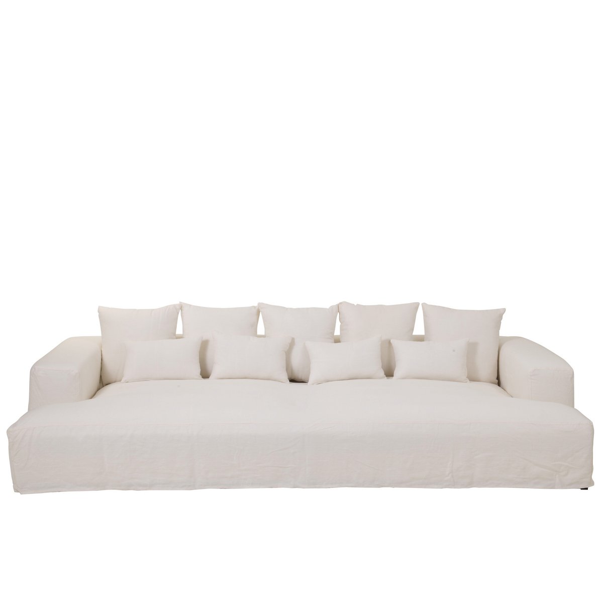 Détail de la housse de canapé J-Line en textile blanc guimauve