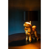 Lampe Chien Caniche en résine dorée, ambiance chaleureuse