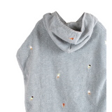 Poncho de plage brodé GOTS - Bleu Perle