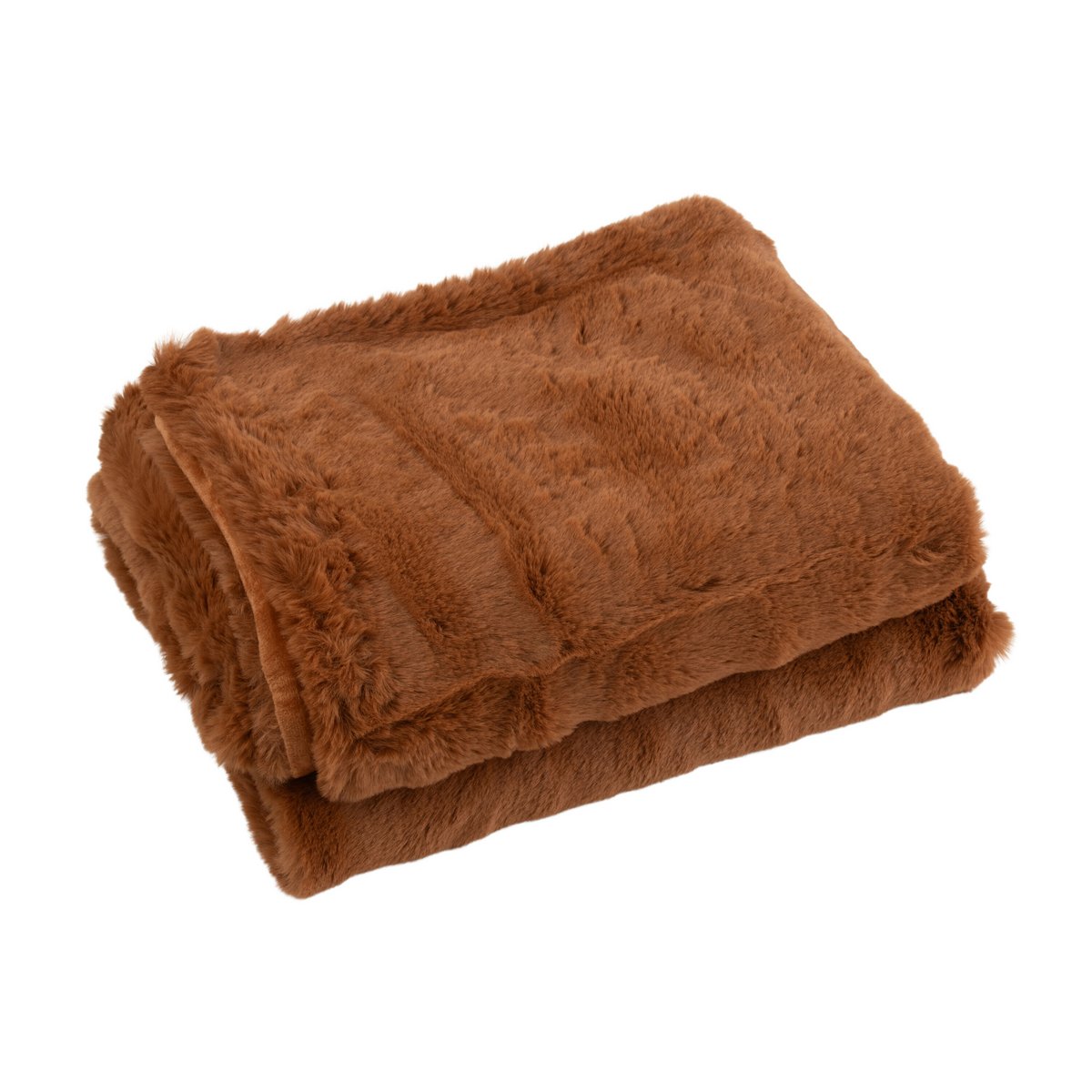 Gros plan sur la texture douce du plaid Cutie J-Line marron