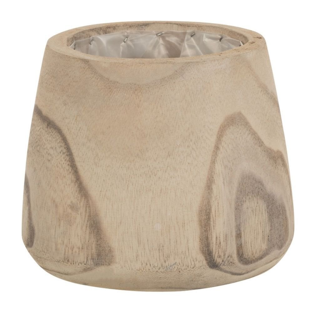 J-Line Flowerpot Paulownia blanc élégant de 15 cm de diamètre