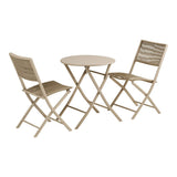 Détail de la table en acier taupe de l'ensemble Arcas