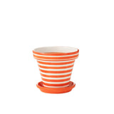 Pot de fleurs J-Lline Grenade Stripes en céramique orange, vue de face