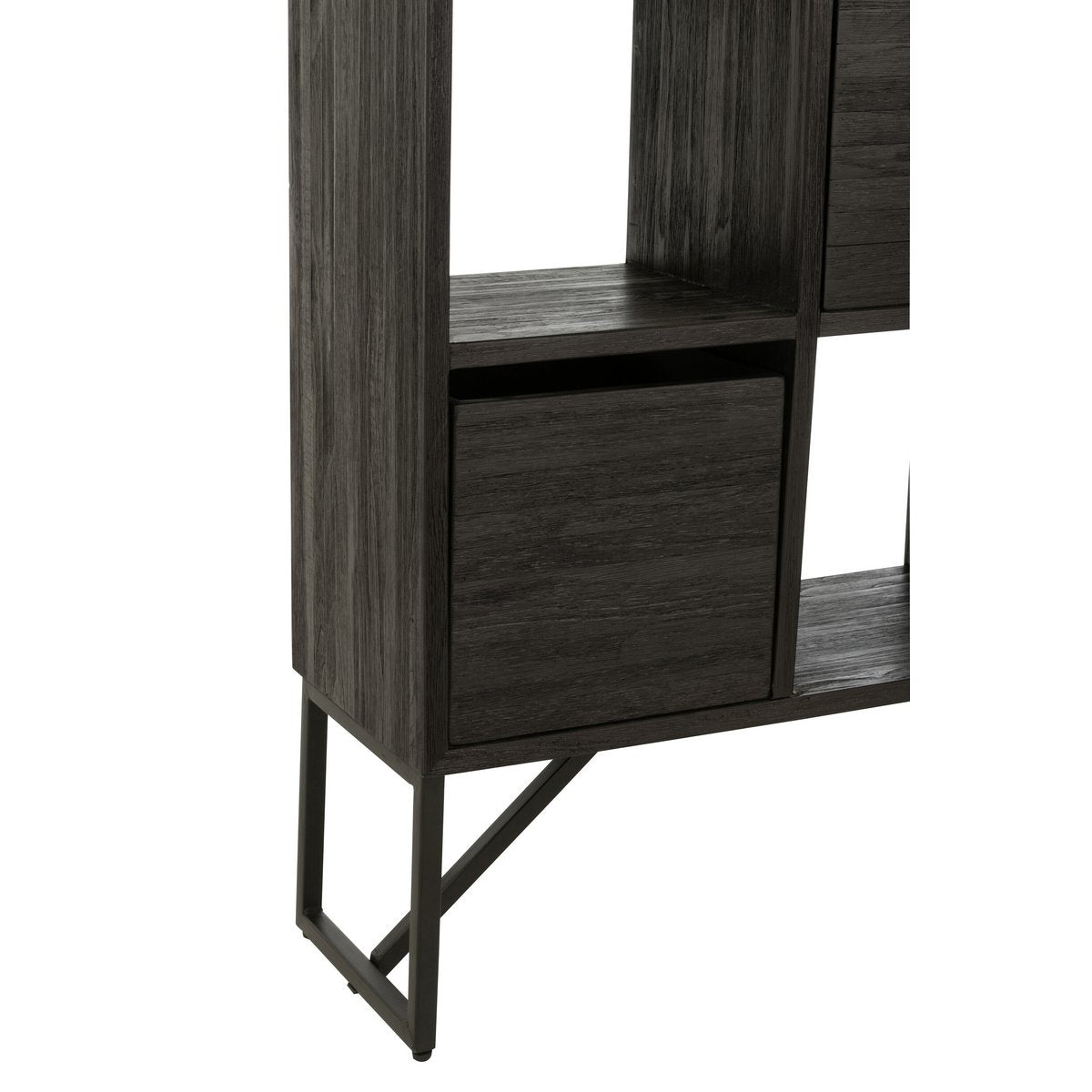 Vue latérale de l'armoire J-Line en bois recyclé