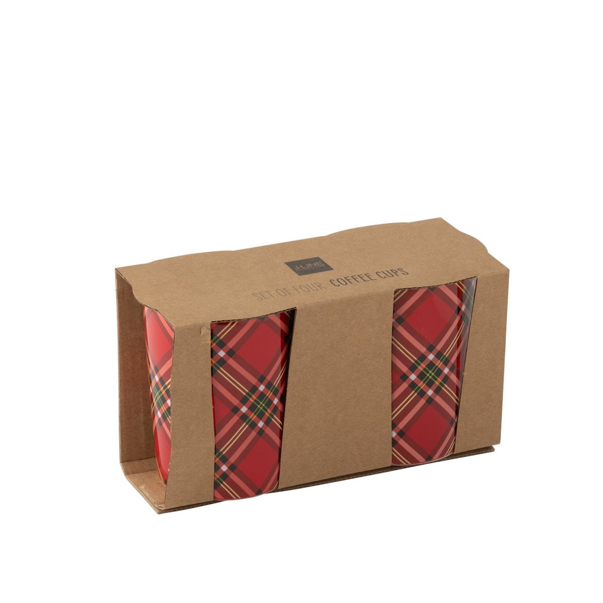 Tasse J-Line Plaid en céramique rouge, vue de face
