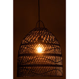 Abat-jour Waves en rotin noir, ambiance salon moderne.