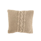 Coussin J-Line Tricot Tresse en coton lavé beige, vue de face