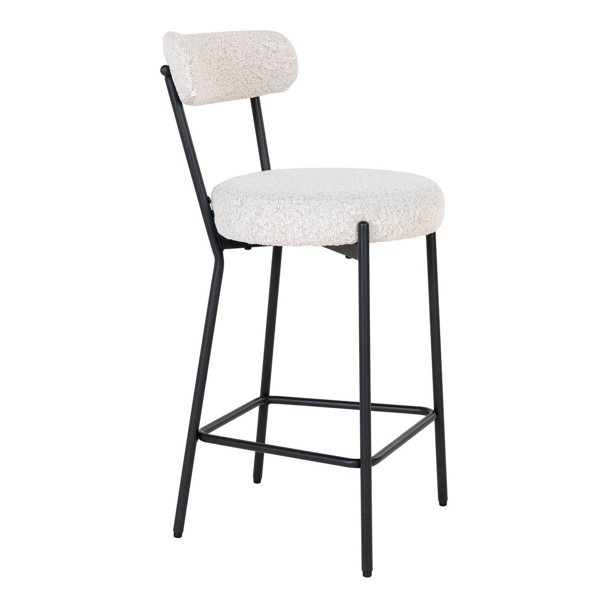 Détail du tissu bouclé blanc de la chaise de comptoir Badalona