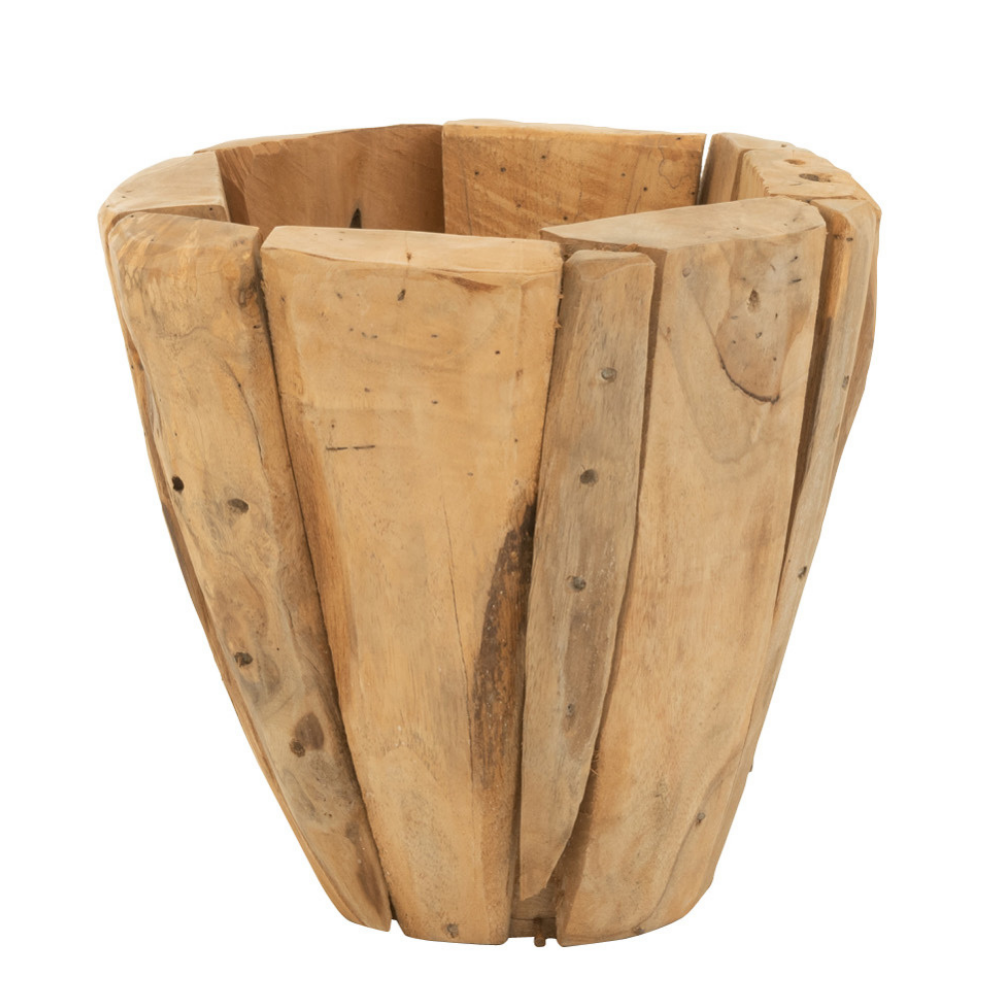 Vase Liline Jack en bois naturel, diamètre 30 cm, style scandinave