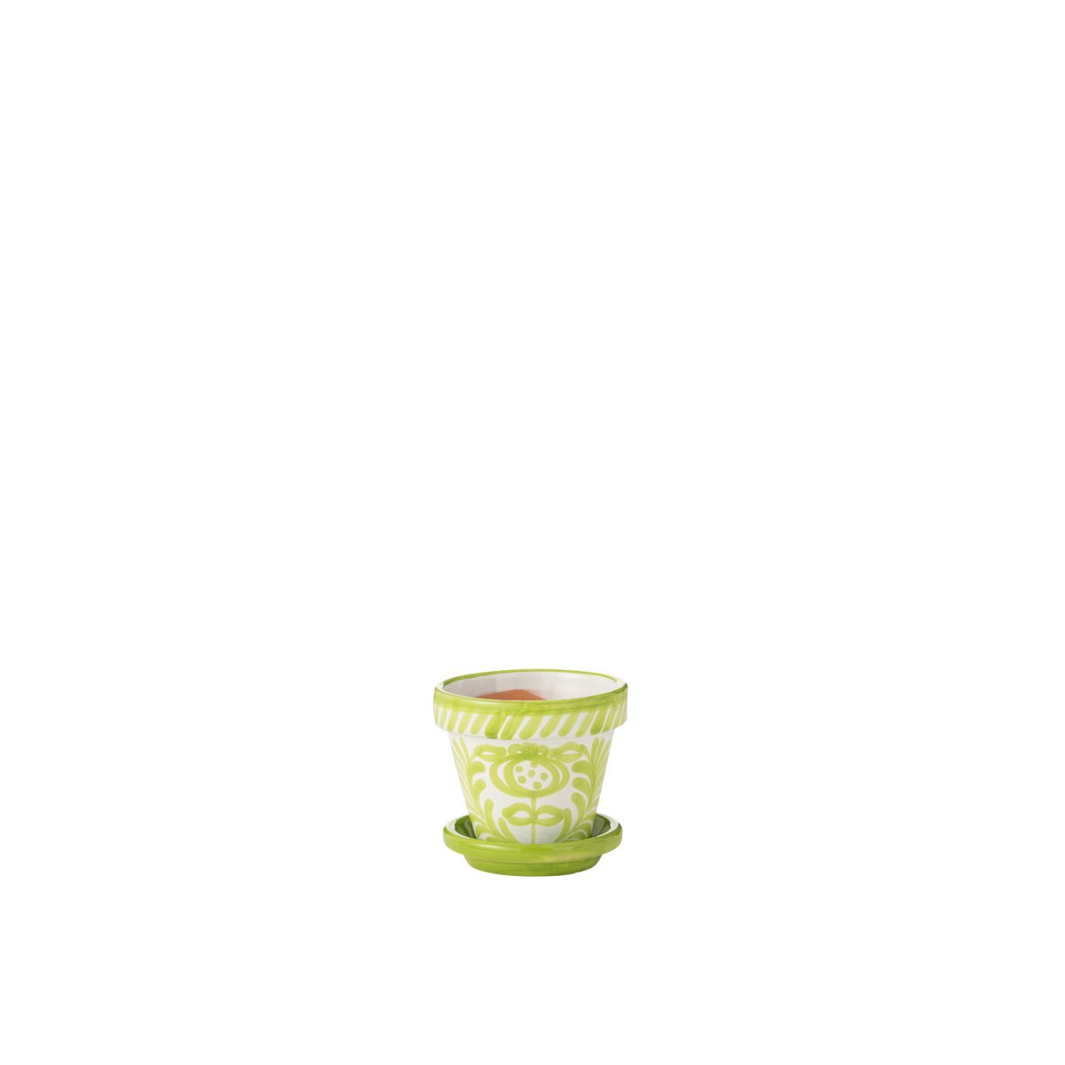 Pot de fleurs J-Line Grenade en céramique verte, vue de face