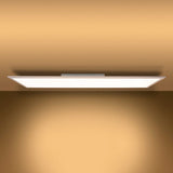 Panneau LED lampe au plafond "Nico", lampe au plafond métallique fonctionnelle et le plastique en blanc, avec des LED fixes et de nombreuses fonctions, idéales pour le bureau, la pratique ou l'atelier, environ 119,5 cm de long