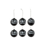 Boule de Noël J-Line Renne en verre noir et blanc, boîte de 6