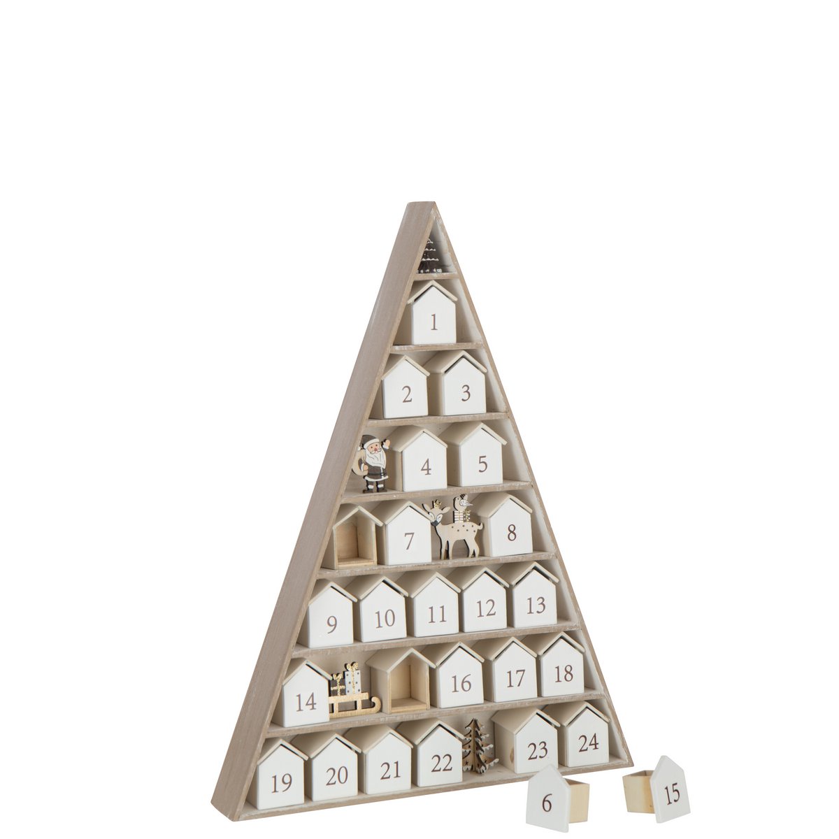 Calendrier de l'Avent J-Line sur une table de Noël décorée
