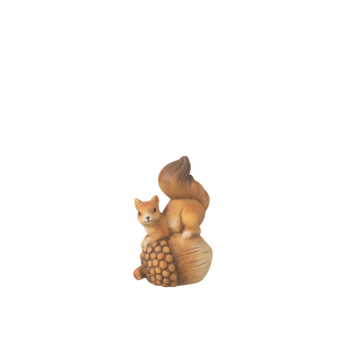 Écureuil de décoration J-Line en porcelaine marron, vue de face