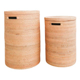 Panier à linge avec couvercle, panier de rangement en rotin SARI (2 tailles)