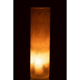 Vase J-Cylindre en verre beige, ambiance intérieure
