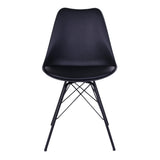 Chaise de salle à manger Oslo – Cuir PU, plastique moulé, métal, noir – Lot de 2