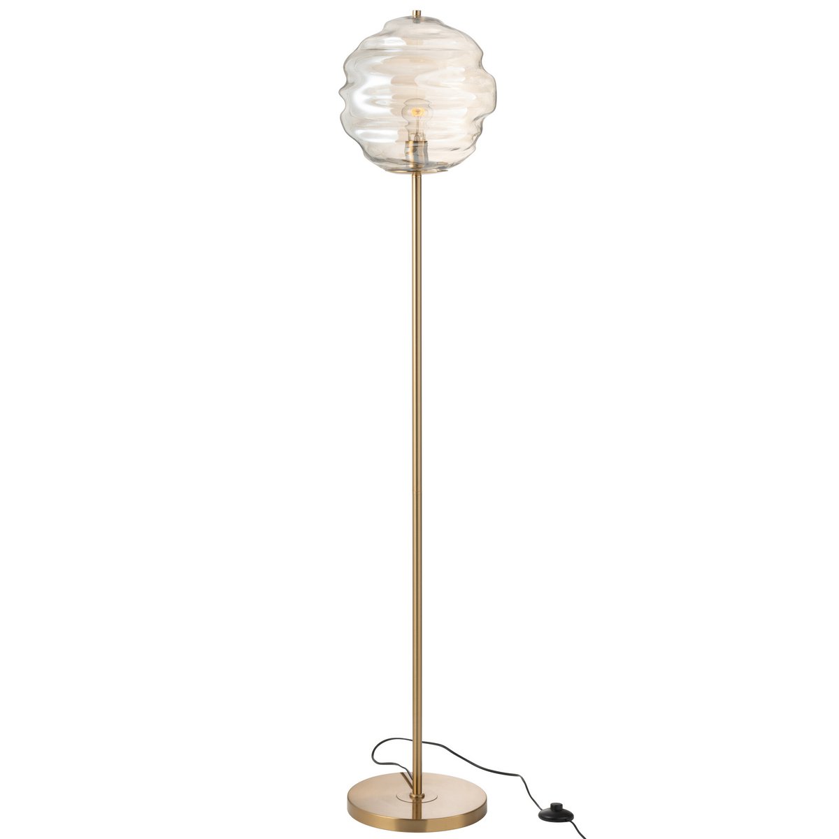 Lampadaire J-Line Bijenkorf en verre cognac clair, vue de face