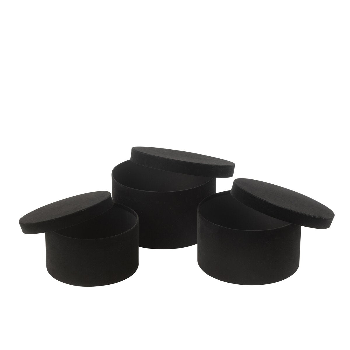 Boîte J-Line Round Flat en velours noir - vue de face