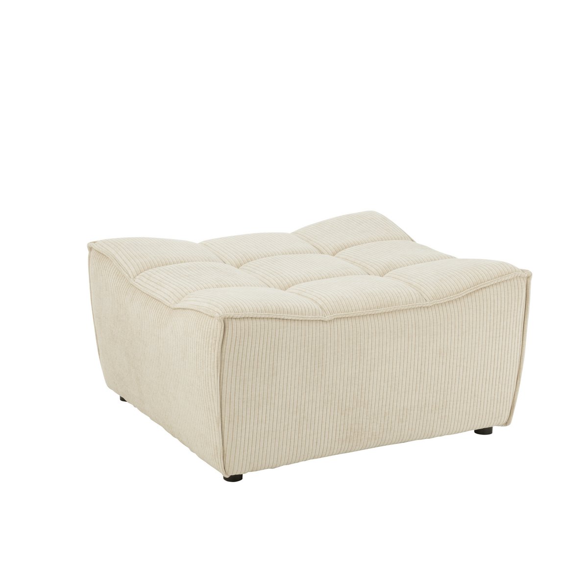 Pouf Grid J-Line en bois de peuplier avec mousse beige, vue de face