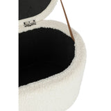 Pouf coffre J-Line en teddy - polyester - blanc