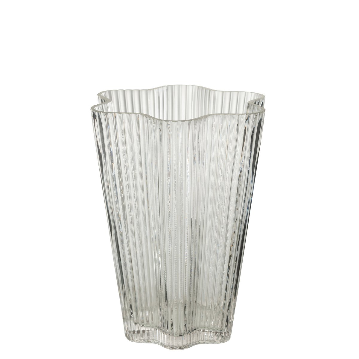 Vase Clara de J-Line, vue détaillée montrant la transparence et la forme