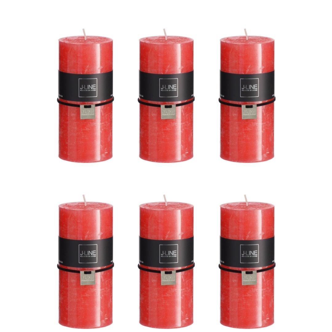 Bougie cylindrique rouge J-Line - vue de face, élégante et raffinée