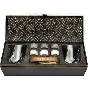 Coffret whisky avec pierres en granit et verres en cristal