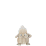 Figurine Hibou Chapeau J-Line en textile beige, design classique et élégant