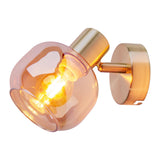 Place mural en verre "Libby", lampe murale classique en métal de couleur en laiton et verre teinté en ambre, avec douille E14, pour salle à manger, salon, couloir ou bureau, 16 cm