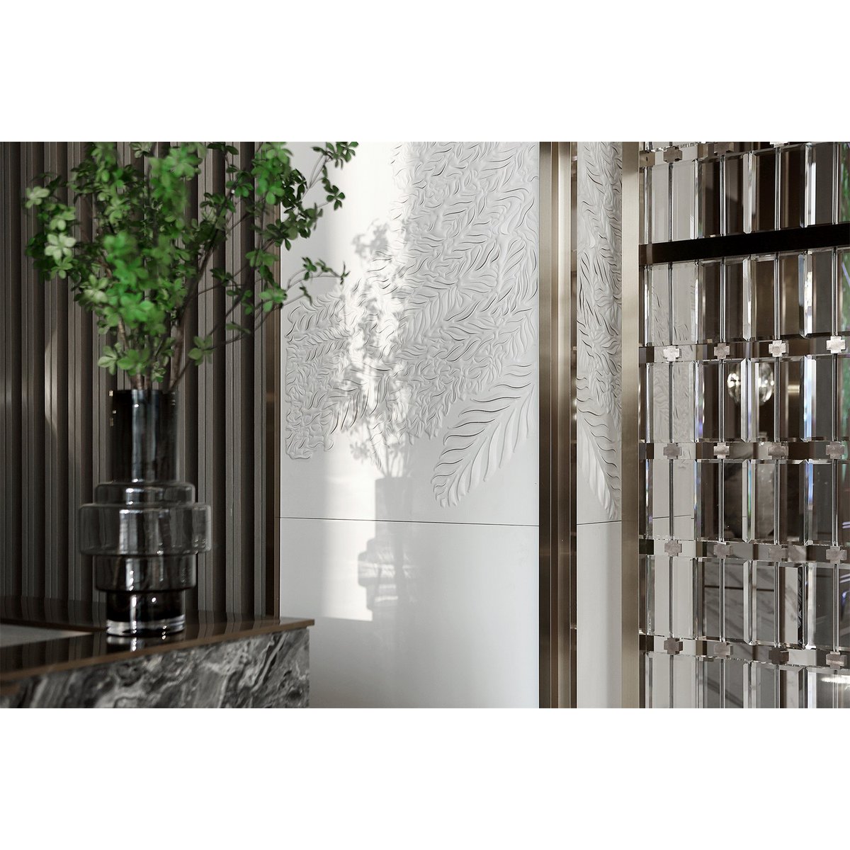 Vase en verre épais avec éclairage doux, accent décoratif