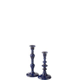 Vue latérale du bougeoir en aluminium bleu J-Line