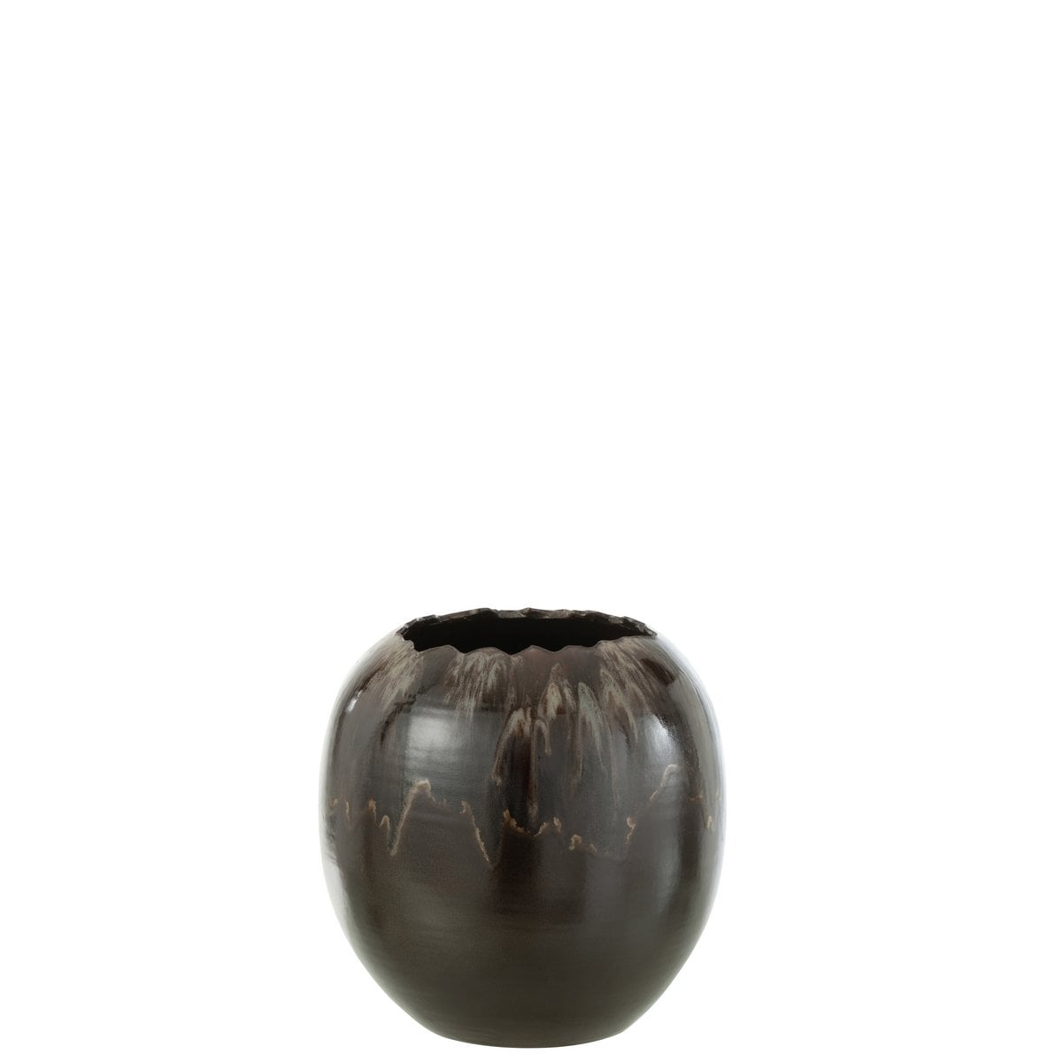 Pot de fleurs en céramique marron J-Line, design moderne et élégant