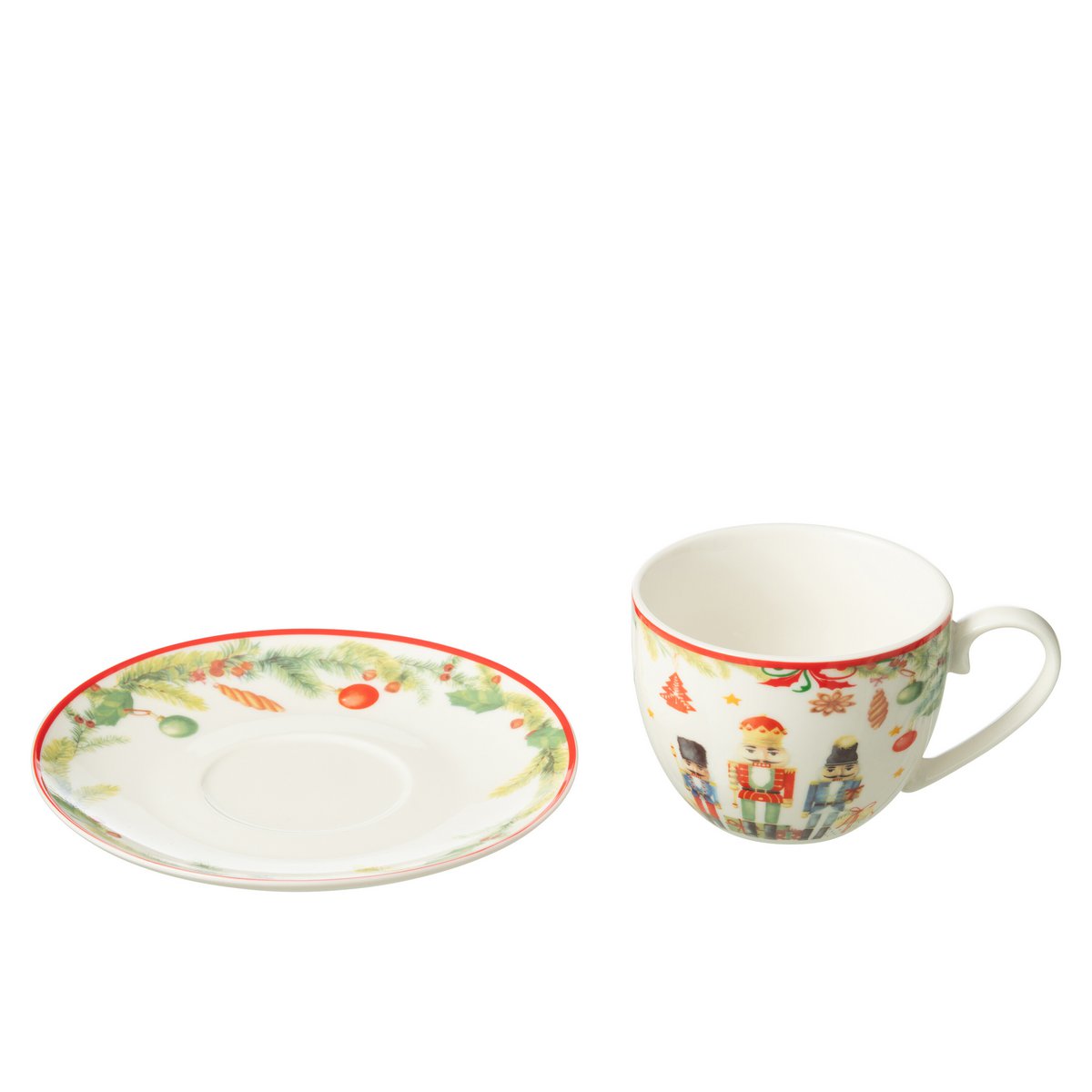 Coffret J-Line avec 4 sachets de thé et assiette Casse-Noisette en céramique blanche