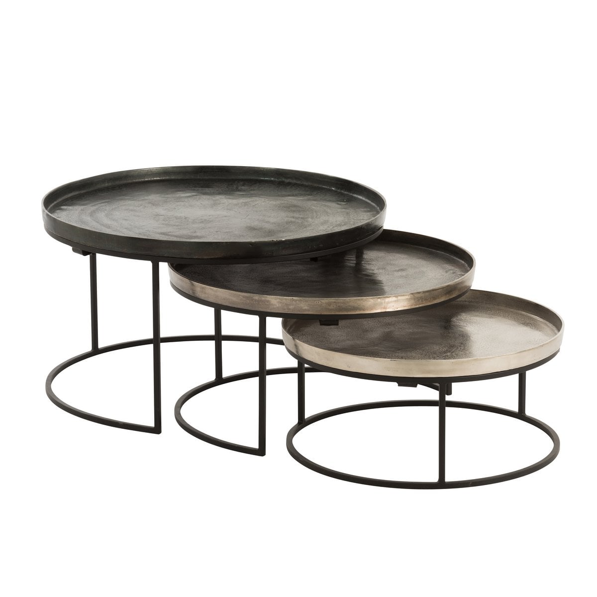 Table J-Line Round en aluminium noir, détail de finition