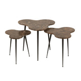 Set de 3 tables d'appoint J-Line en marbre et métal noir