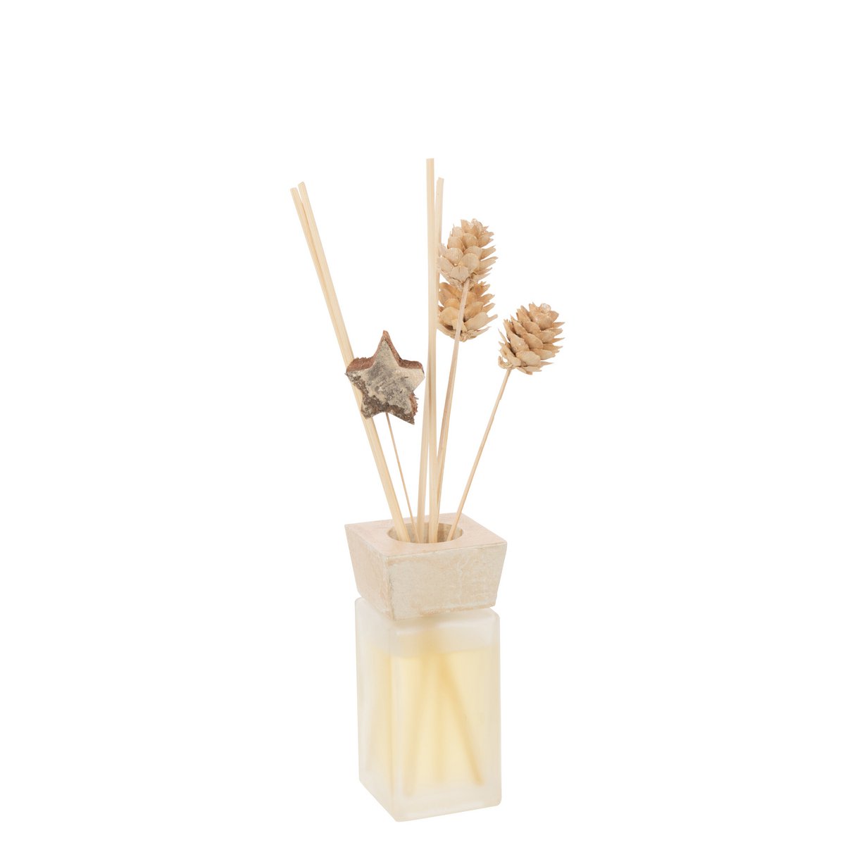 Huile parfumée J-Line Cannelle en rotin avec fleurs séchées - vue d'ensemble