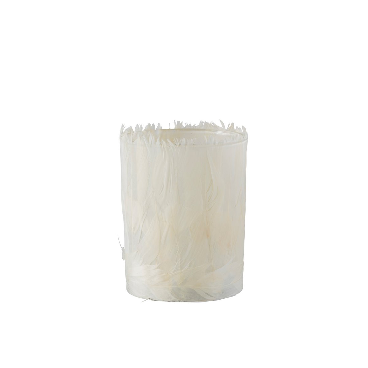 Photophore plumes en verre crème J-Line, mise en scène décorative