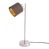 Lampe de table "Maron" en métal-satin-matt avec parasols en tissu en marron, avec une douille E14, la lampe pour le salon, la salle à manger, le couloir et le bureau, lampe de table 51 cm de haut